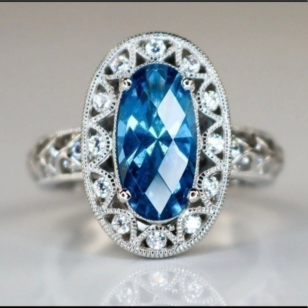 Tacori sterling silver Blue Spinel CZ ring
